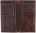 RFID Vintage Leather Long Bifold Checkbook Wallet - Slim Security