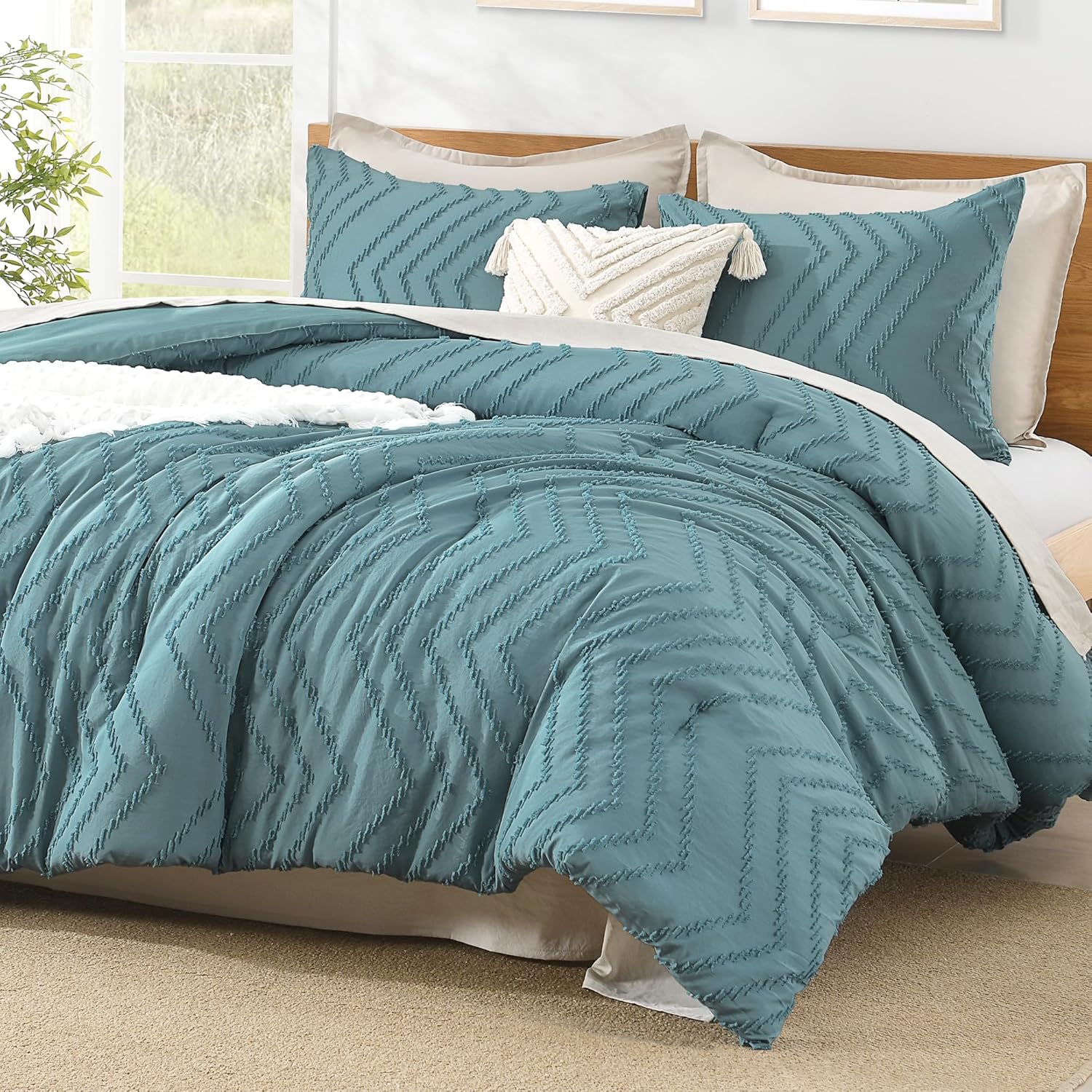 Litanika Grayish Teal Queen Size Comforter Set for Cozy Nights