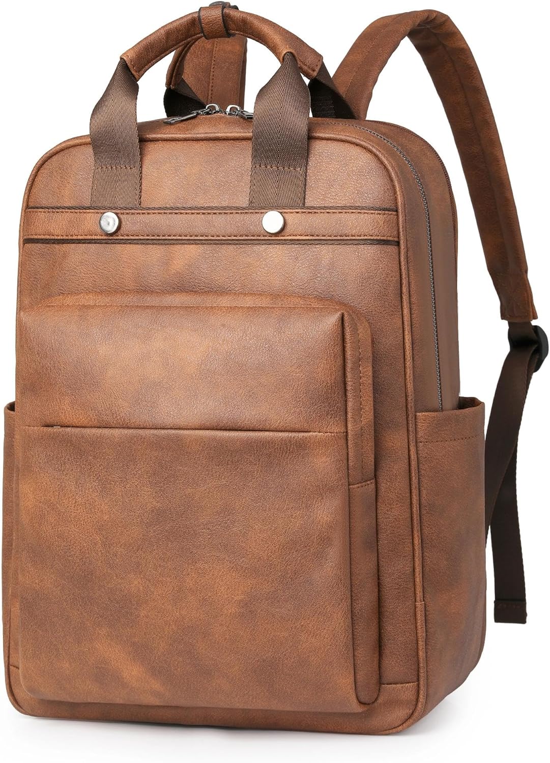 Leather Laptop Backpack for Women - Stylish Work Travel Bag