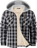 WULFUL Men's Flannel Plaid Shirt Jacket with Hood - Warm (Style BMLZ)