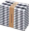 Cloth Napkins Set of 12 20x20 in Black White Checks - Elegant Reusable