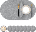 Light Grey Round Faux Leather Placemats and Coasters Set of 8