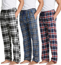Real Essentials 3 Pack Mens Pajama Pants - Cotton Flannel Plaid