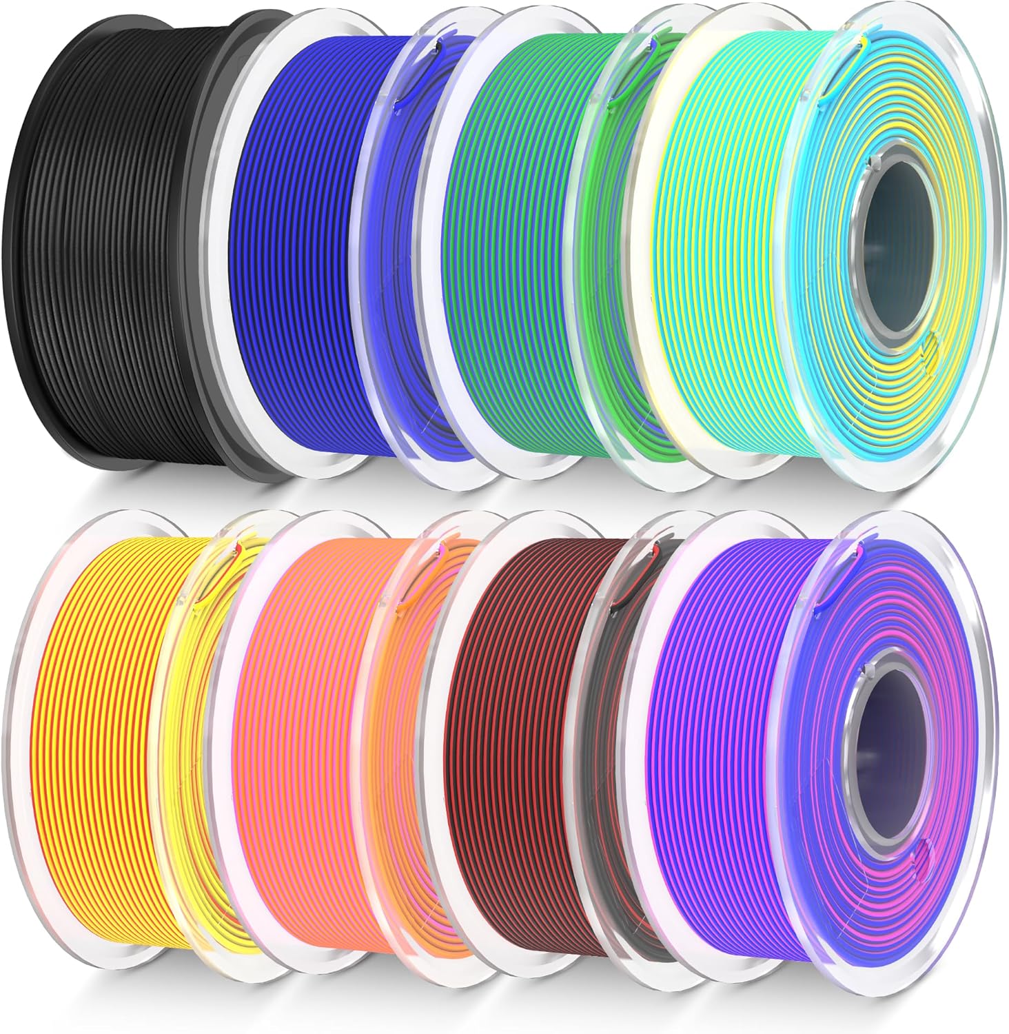 Dual Color PLA Filament Bundle for 3D Printing Projects