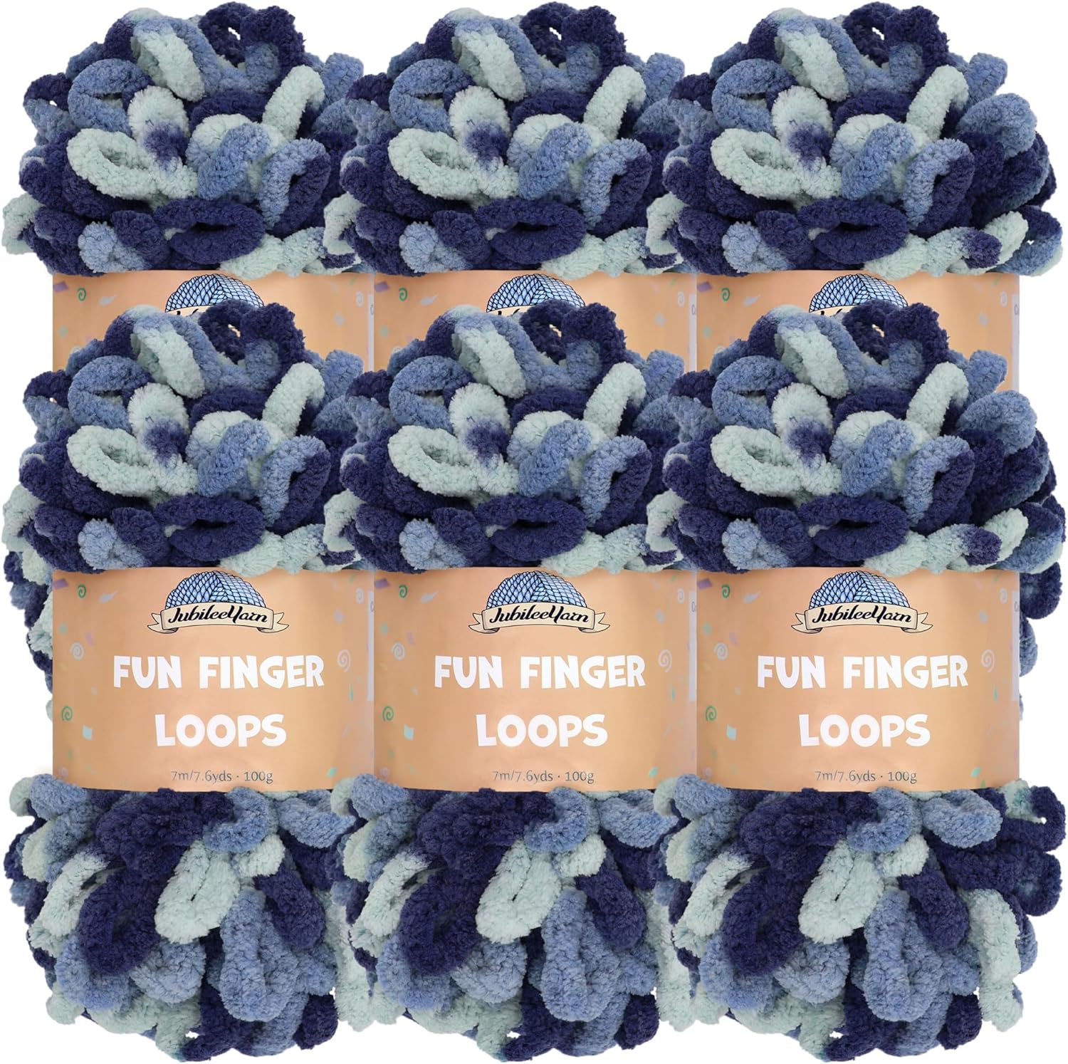JubileeYarn Fun Finger Loops Yarn - Jumbo Polyester 6 Skeins