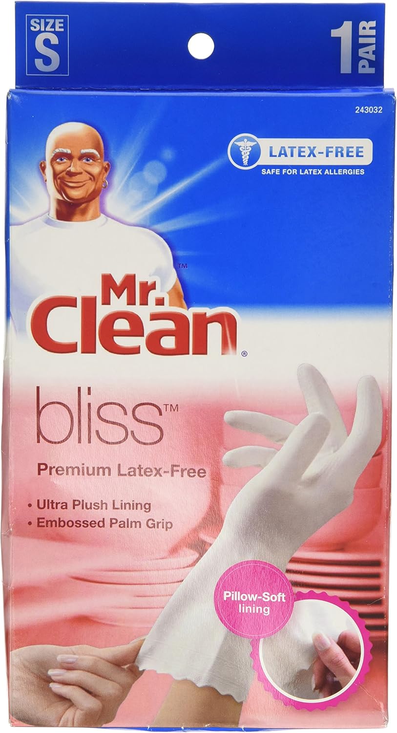 Mr. Clean Bliss Small Latex-Free Gloves - 4 Pairs for Ultimate Protection