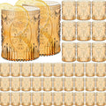 48 Plastic Vintage Drinking Glasses 8.5oz Stemless Retro Embossed Cups