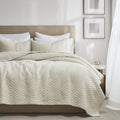 palassio Beige 100% Cotton Quilt Queen Size Bedding Set - Soft