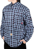 BOCOMAL FR Shirts Flame Resistant Plaid Work Shirt - Lightweight Clear