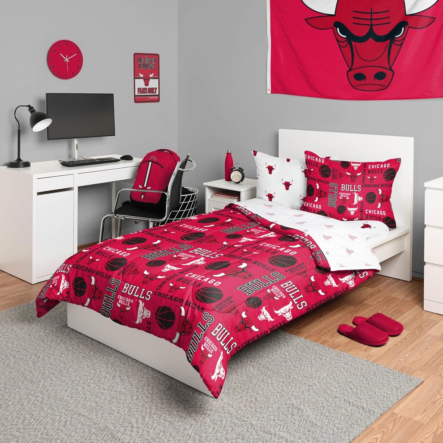 FOCO Unisex-Adult NBA Team Logo Bed in a Bag Comforter Set