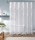 White Lace Shower Curtain 72 x 72 in with Valance & Tassels - Classic