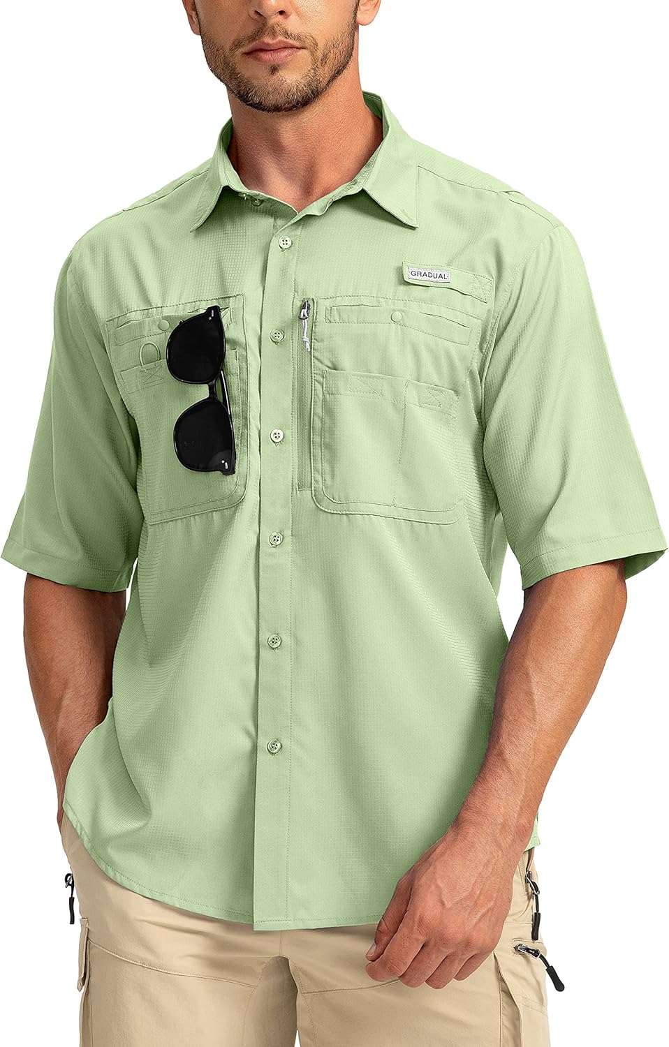 Men's Fishing Shirts with Zipper Pockets for Outdoor Activities