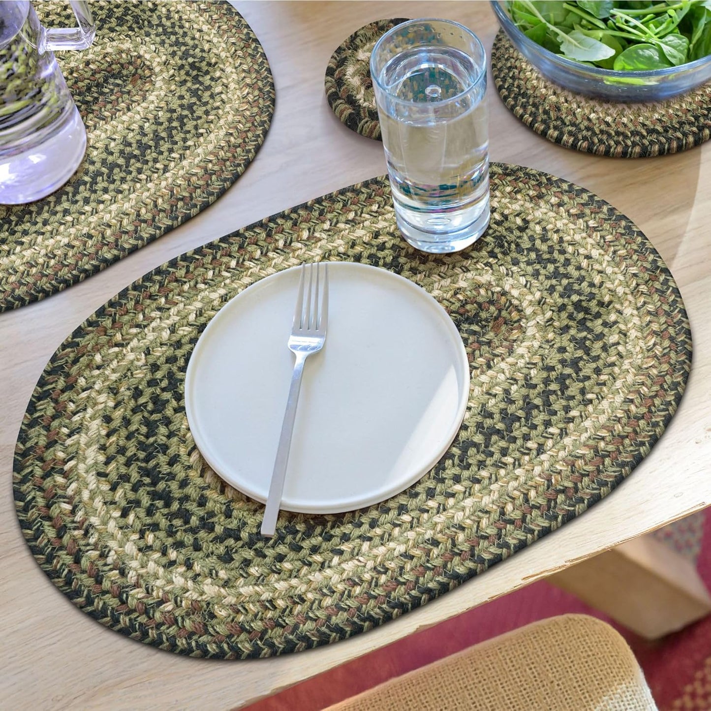 Pinecone Jute Braided Placemats Set of 4 for Rustic Decor