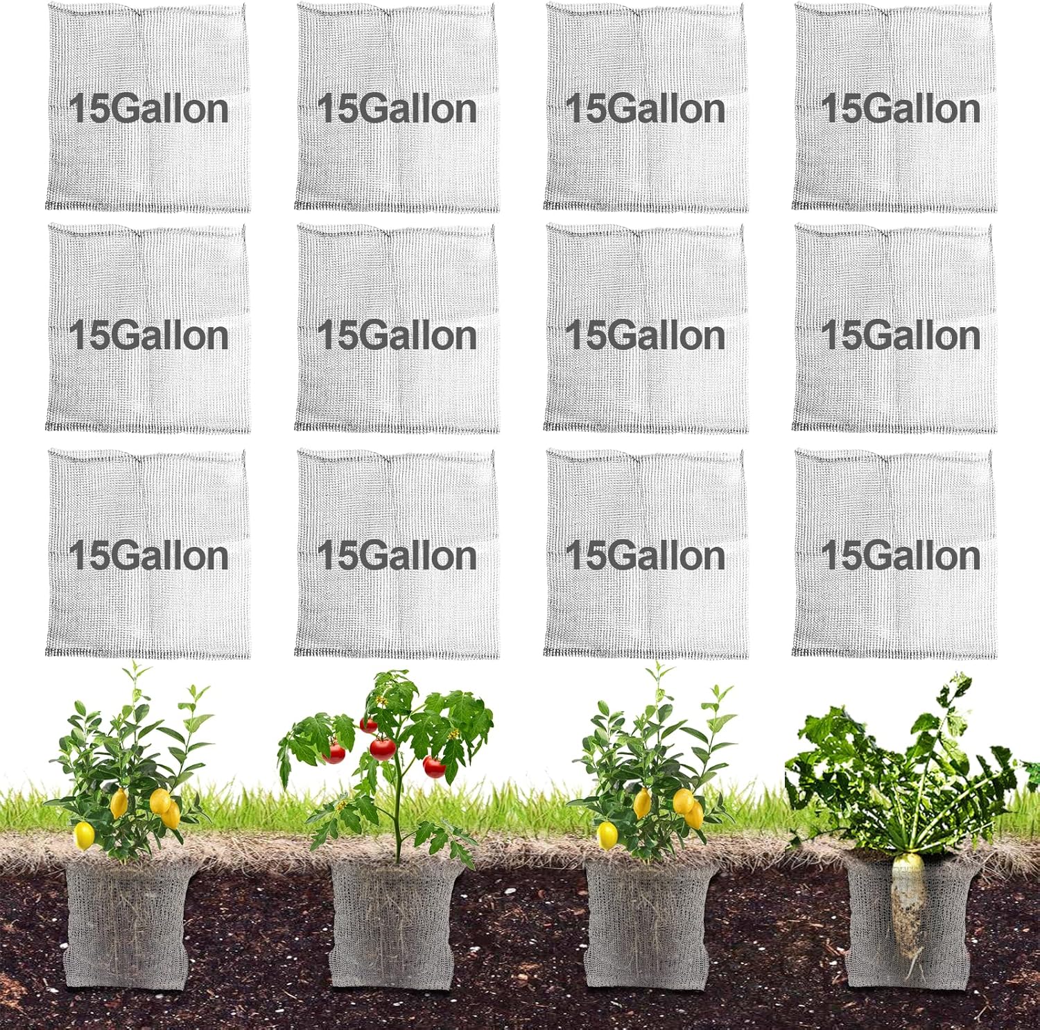 12 Pack 15 Gallon Stainless Steel Gopher Baskets for Plants