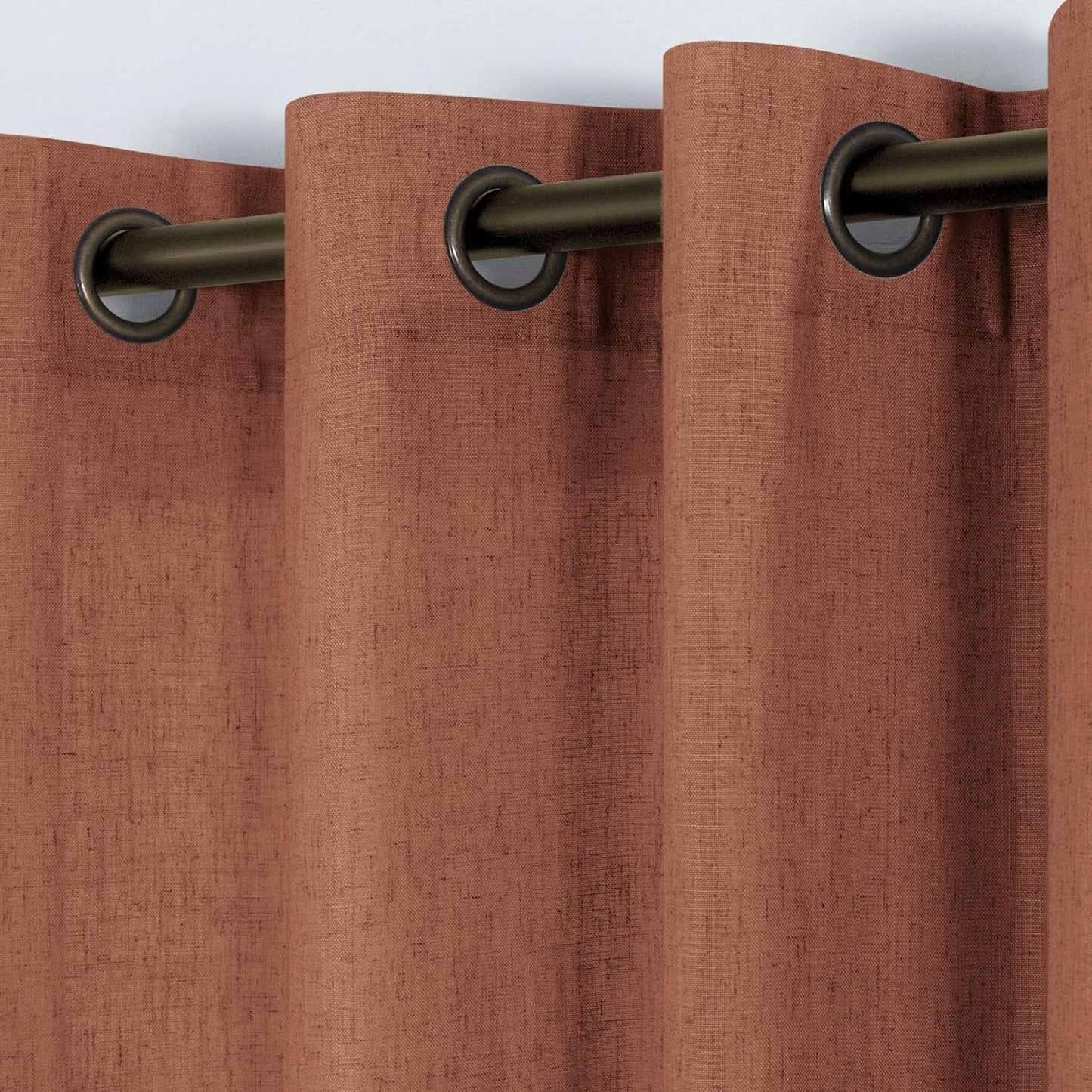 KOUFALL 52x108 Inch Bronze Grommet Linen Blend Sheer Curtains