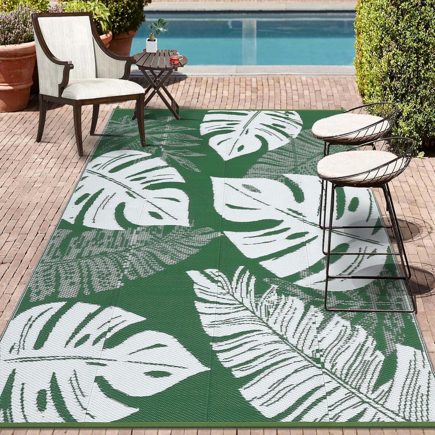 COZYLOOM Outdoor Patio Rug 9x12 Waterproof Plastic Straw Mat