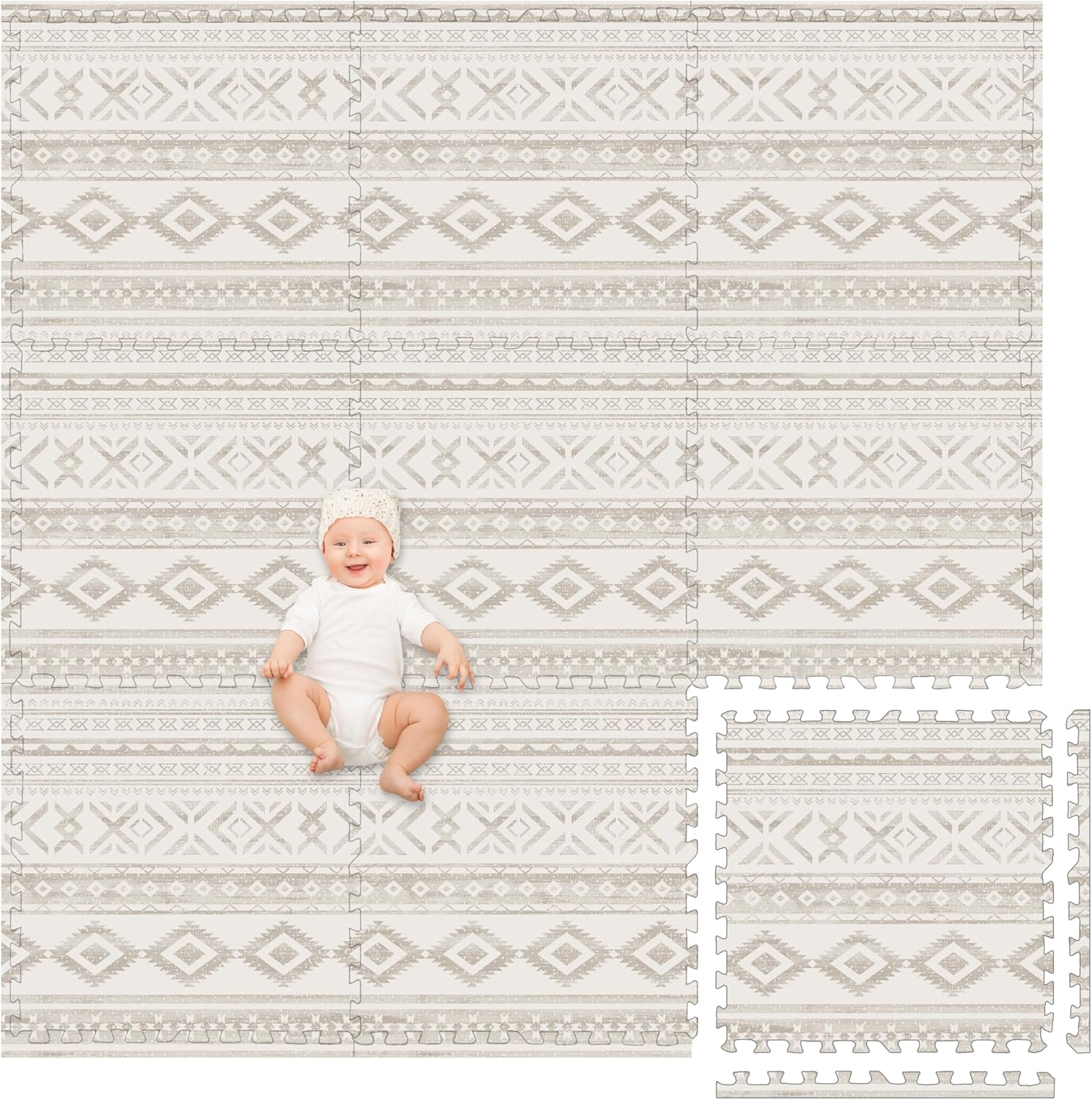 Large Baby Play Mat for Floor - Extra-Thick Foam Tiles 72 x 72 in