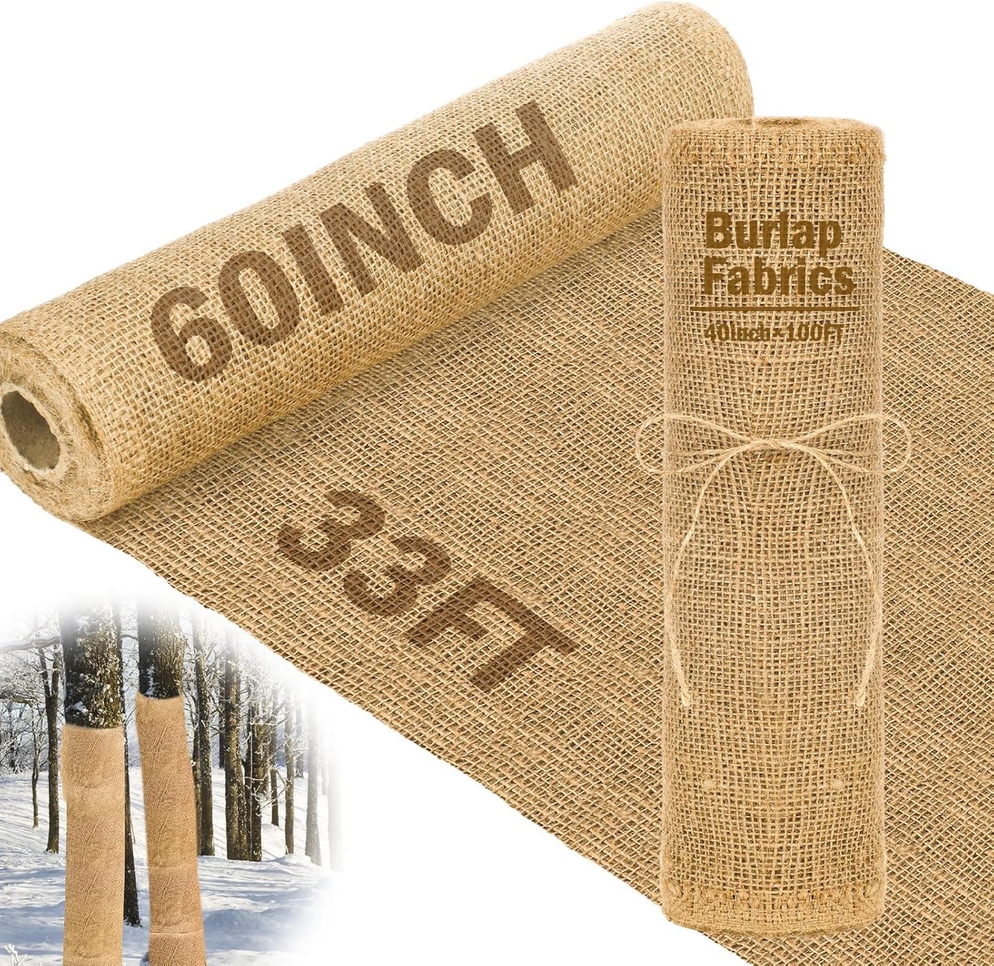 Natural Jute Burlap Roll for Winter Tree Protection and Decor