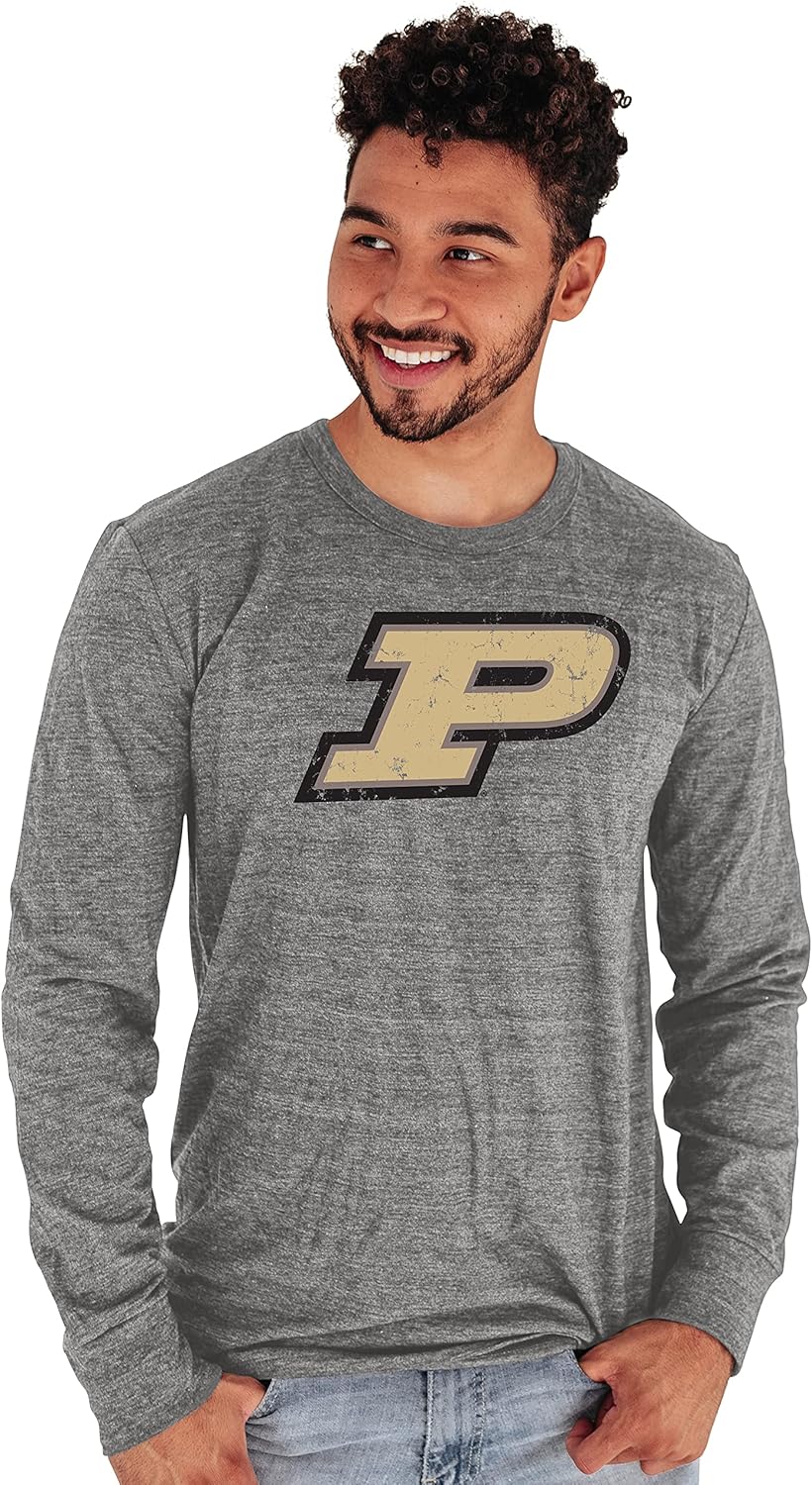 Purdue Boilermakers Mens Long Sleeve Tri-Blend T-Shirt Vintage