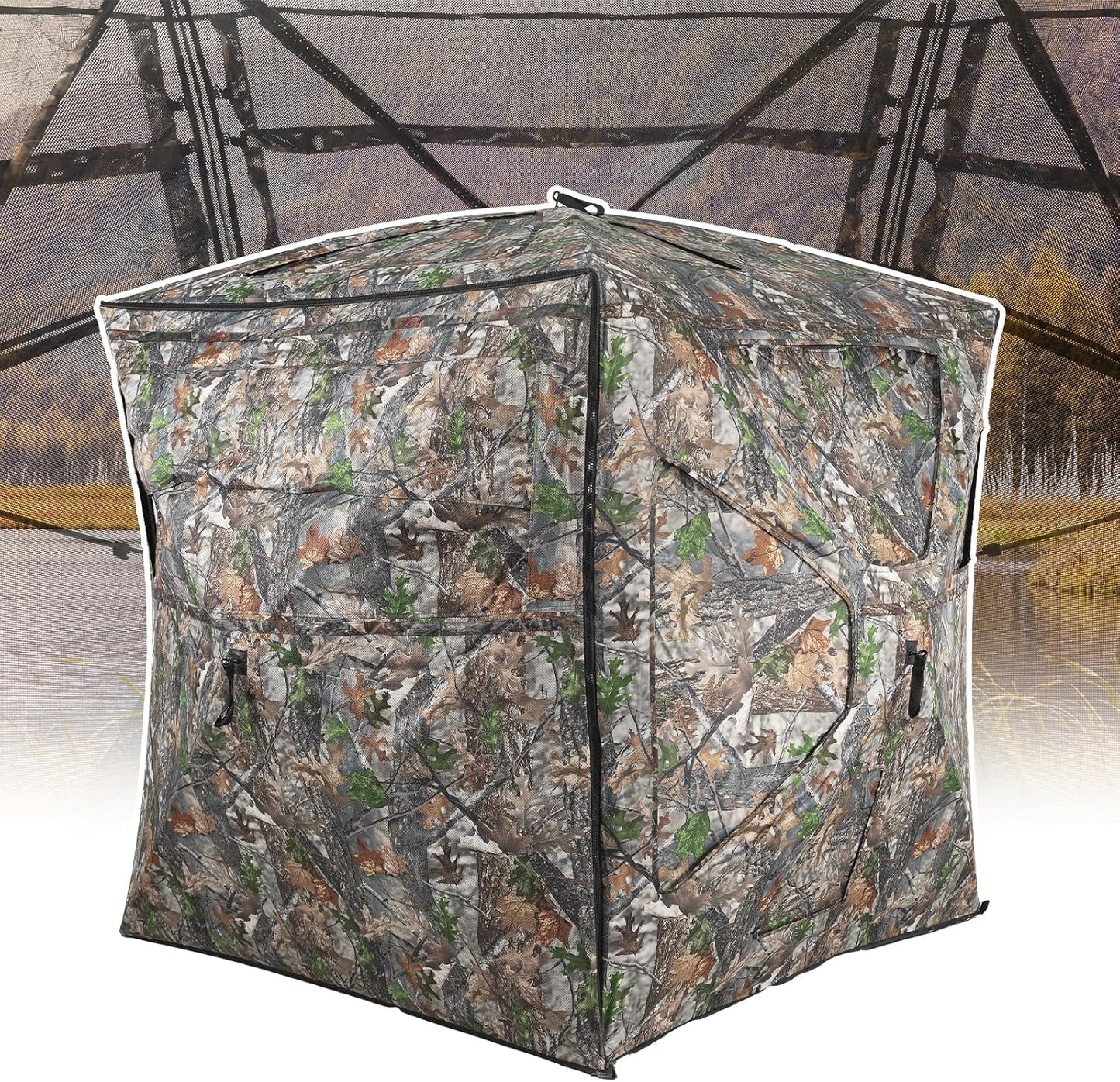 360 See Through Ground Blind for 2-3 Person Hunting