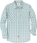 Dubinik Flannel Shirt for Men Western Pearl Snap Long Sleeve Plaid