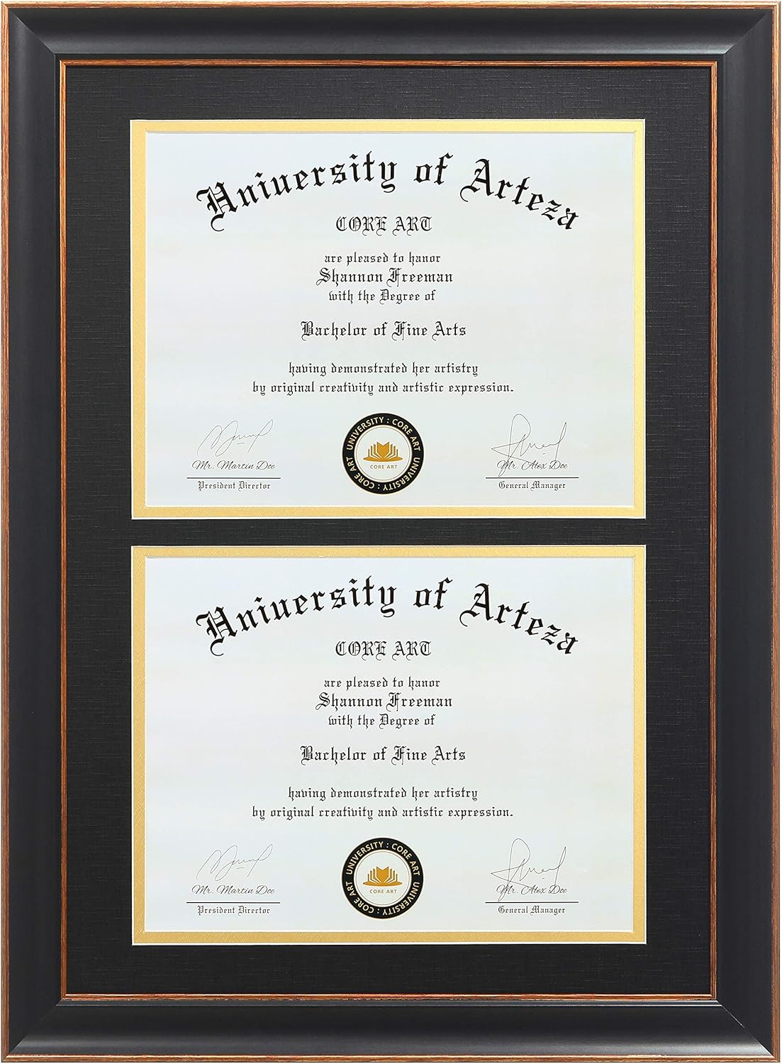 CORE ART Double Diploma Frames for Two 8.5x11 Inch Certificates