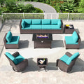 Kullavik 11PCS Outdoor Patio Furniture Set with 43ft Fire Pit