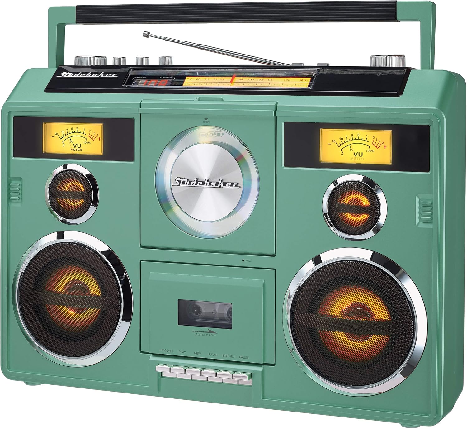 Portable Teal Boombox with Bluetooth - Studebaker Sound