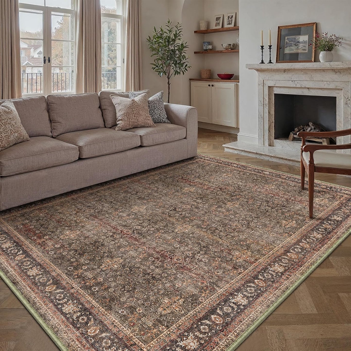 8x10 Area Rug for Living Room Vintage Washable Soft Carpet