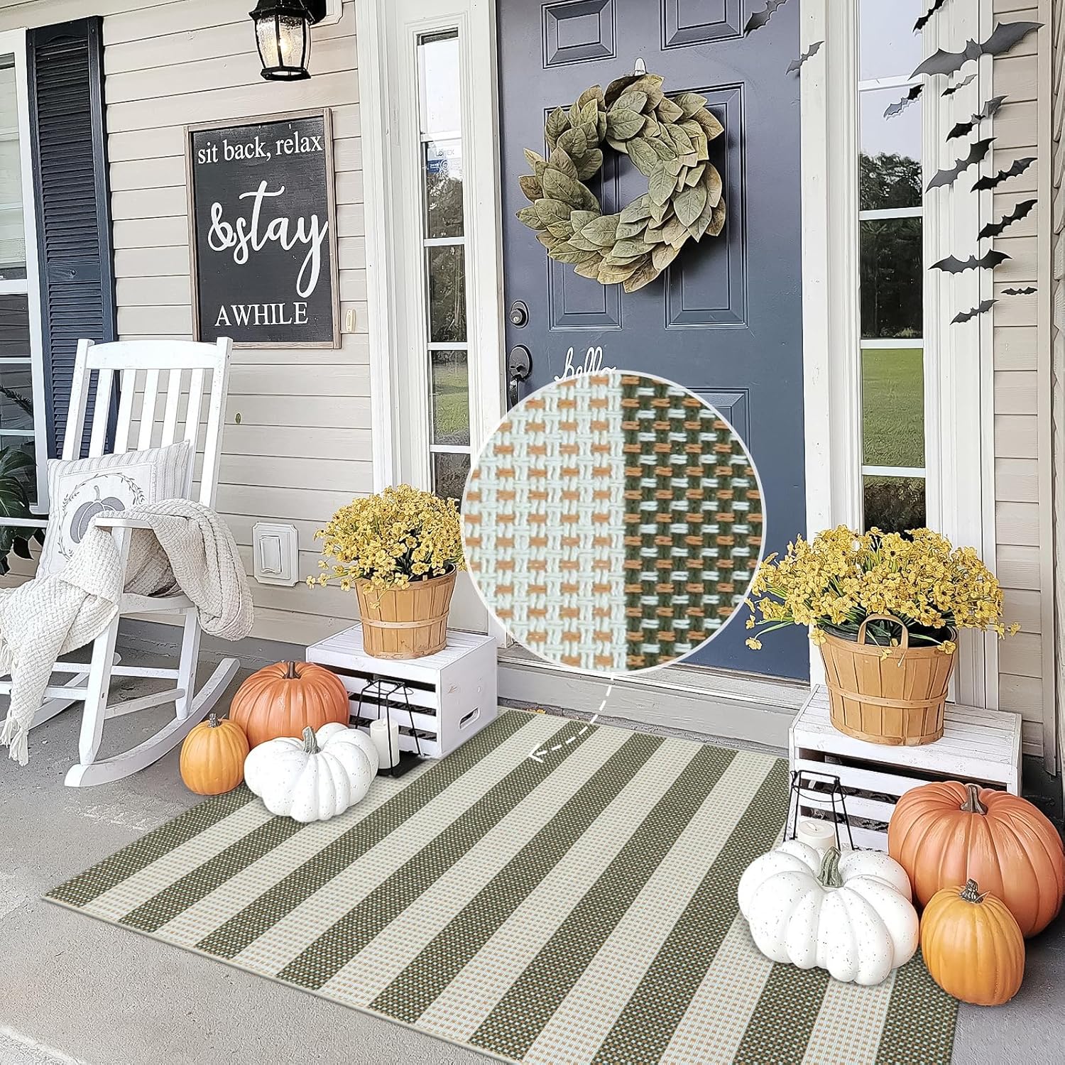 OJIA Outdoor Rug 3ftx5ft Cotton Woven for Indoor Outdoor