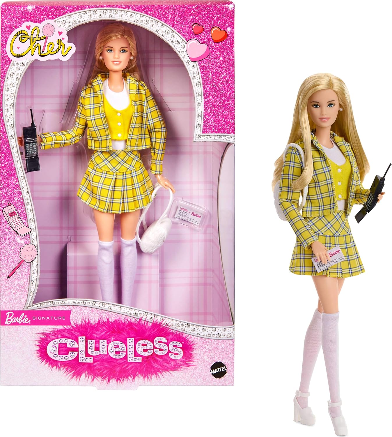 Barbie Signature Cher Doll in Yellow Plaid Suit with Accessories