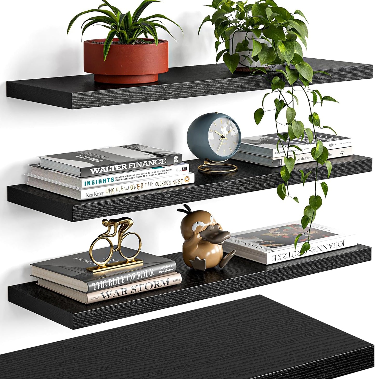 23Black Floating Shelves for Wall by YUFLINX - Rustic Charm