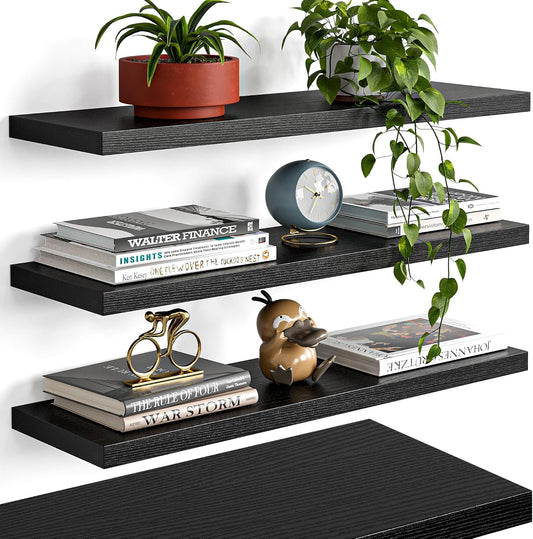 23Black Floating Shelves for Wall by YUFLINX - Rustic Charm