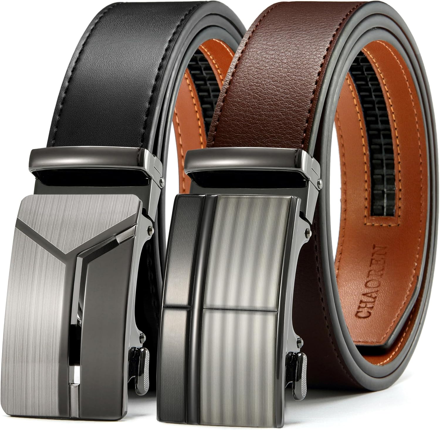CHAOREN Leather Ratchet Belt Men 2 Pack for Custom Fit Style