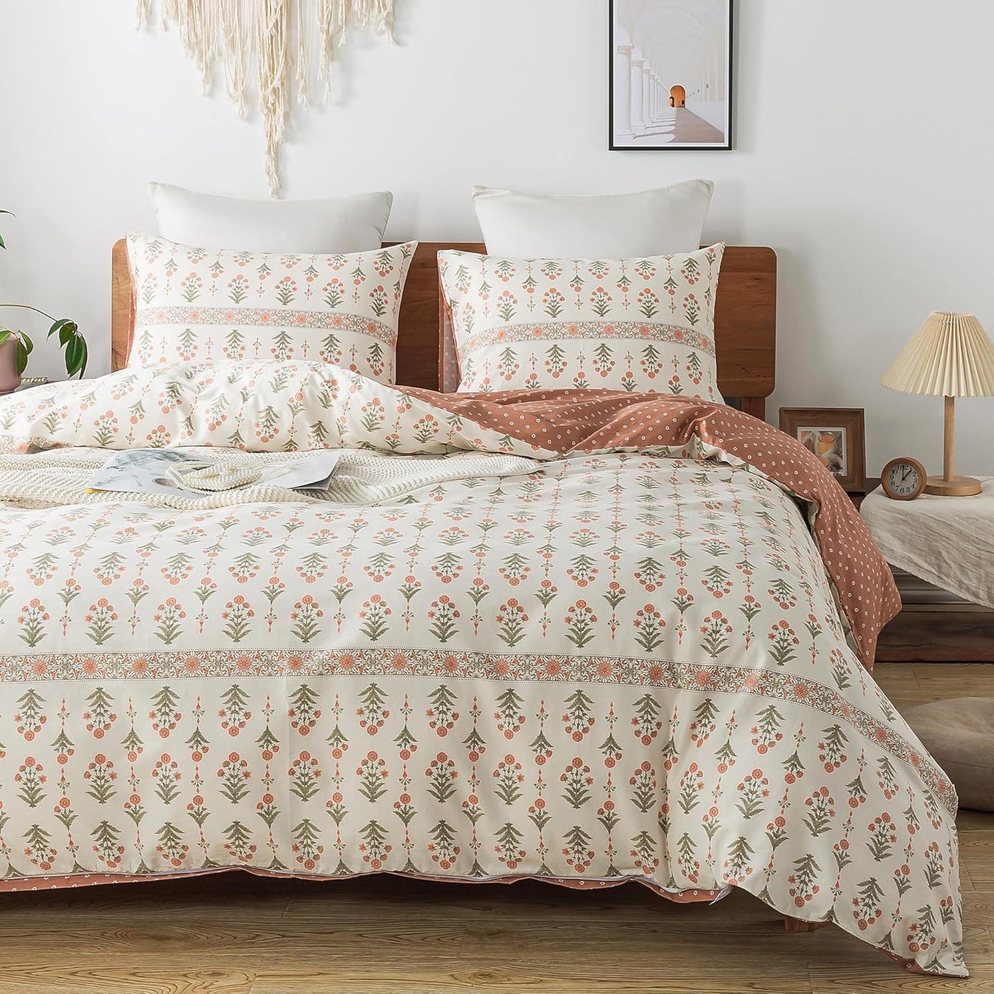 HoneiLife King Duvet Cover Set - 100% Cotton Floral Design