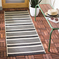 SAFAVIEH Courtyard Collection 2ft 3in x 22ft Black/Bone Runner Mat