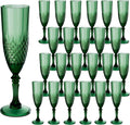 Plastic Champagne Flutes Set of 24 Dark Green Goblets for Events