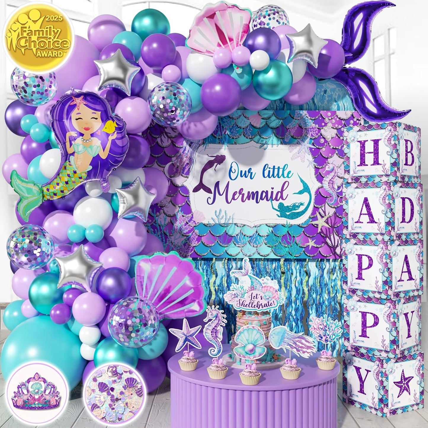 248 Pieces Little Mermaid Birthday Decorations Kit for Girls
