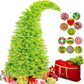 Bendable Christmas Tree Pre-Lit Lime Green 7.5ft - Whimsical Bent Top