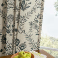 Floral Linen Curtains 102 Inch Length for Living Room Decor