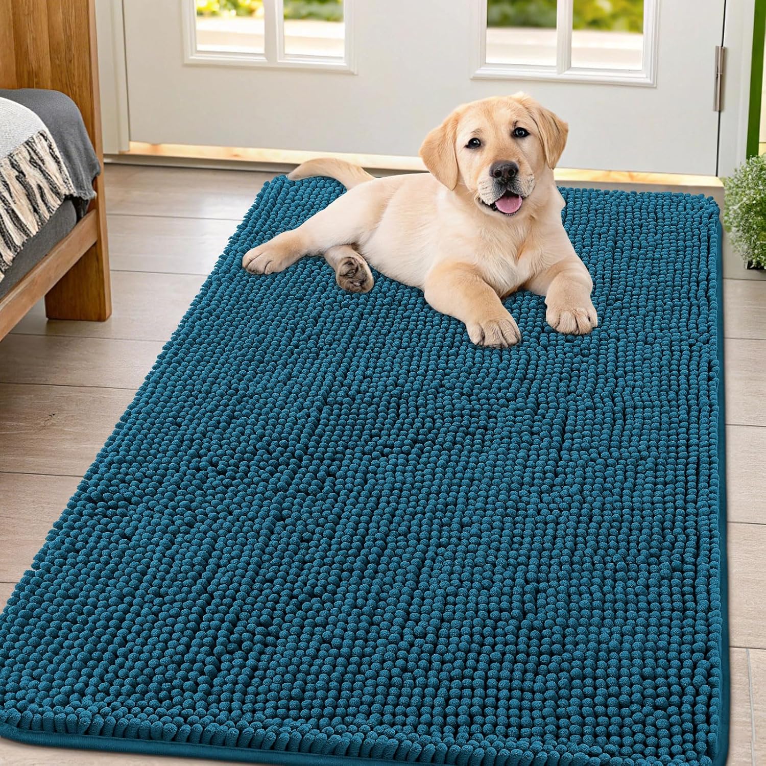Smiry Dog Door Mat for Muddy Paws - Absorbent Chenille Mat