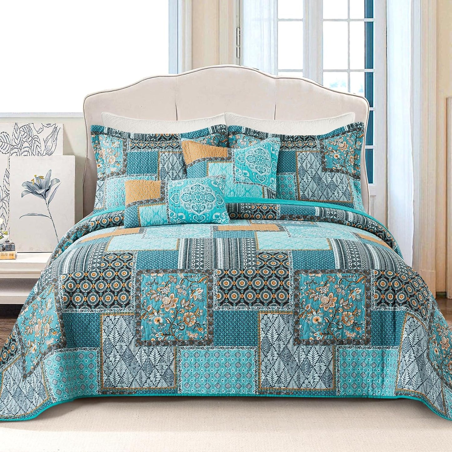 VAPUTAR Cotton Quilt Twin Size Bedding Set for All Seasons