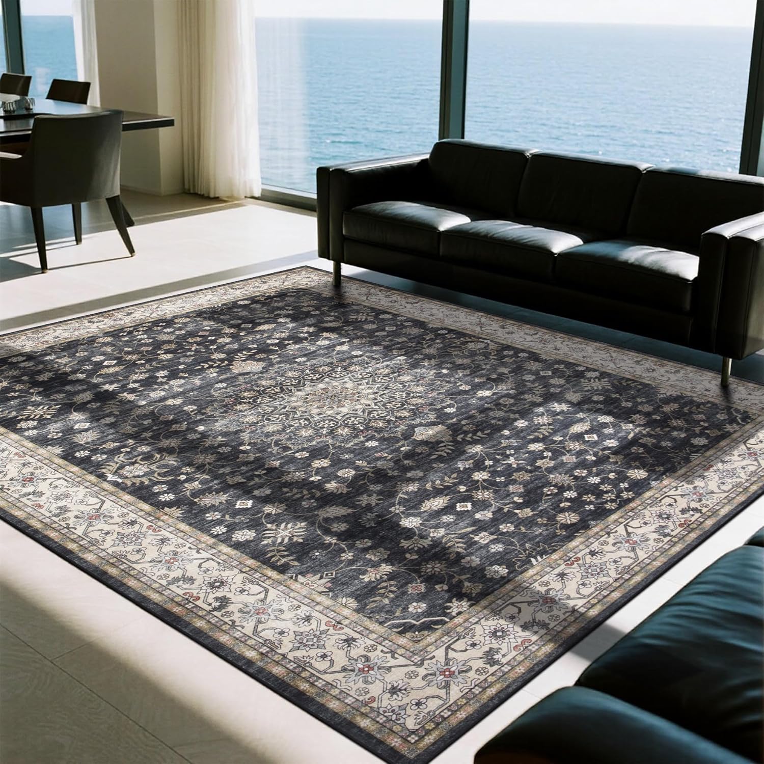 Washable 8x10 Area Rugs for Living Room and Bedroom Decor