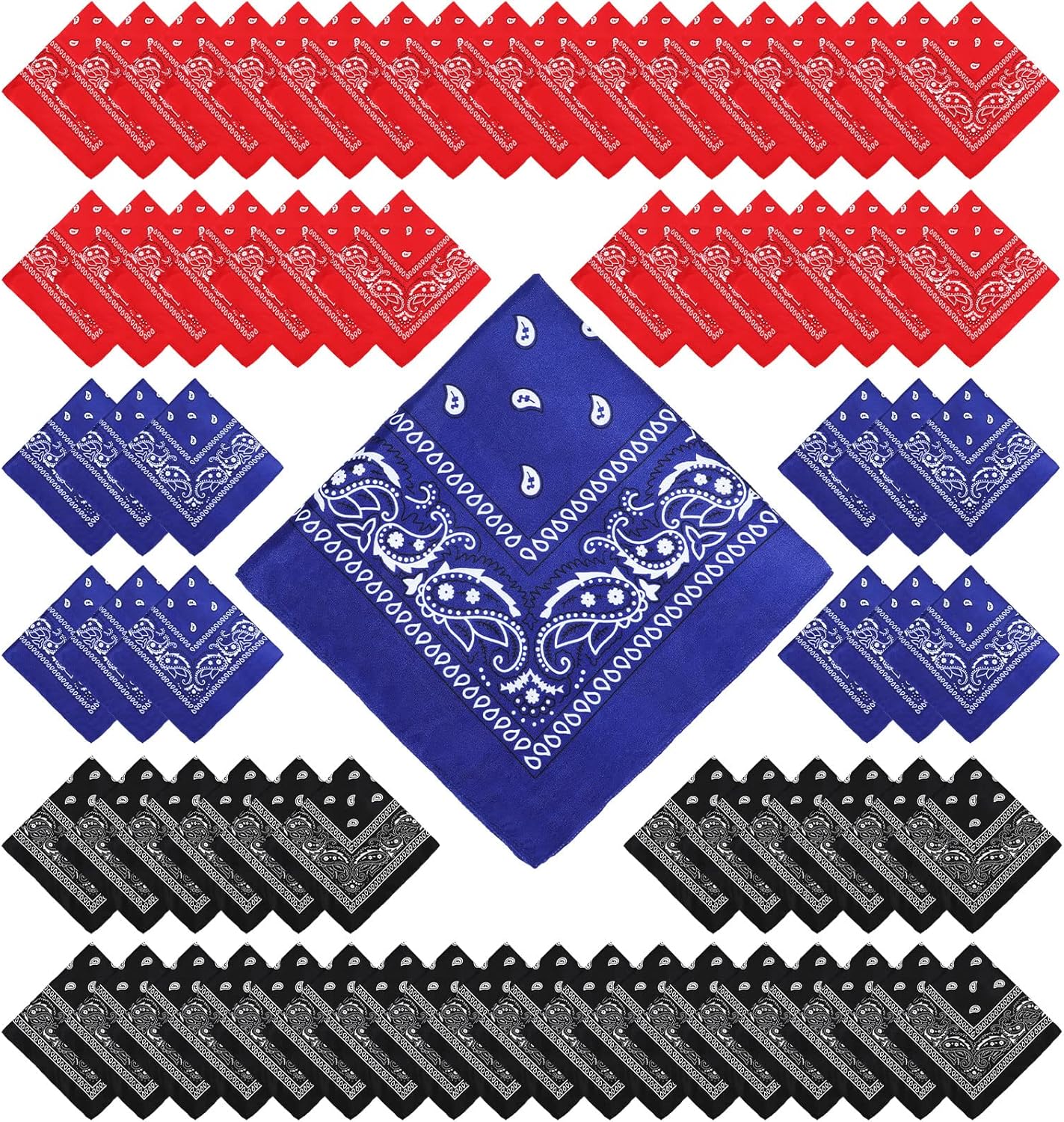 100 Pack Unisex Paisley Bandanas for Parties and Daily Use