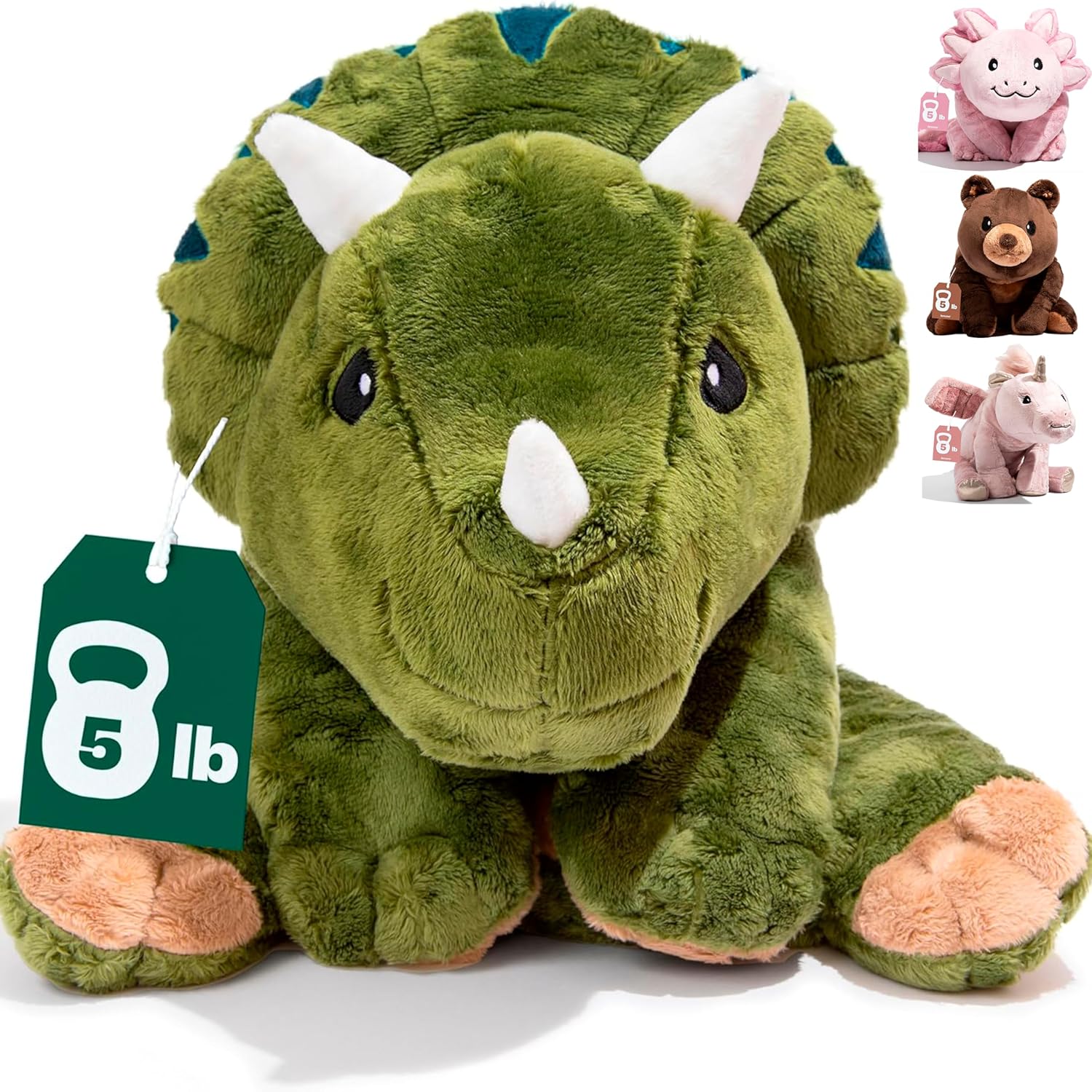 Brease Weighted Stuffed Animal - Green Dinosaur Comfort