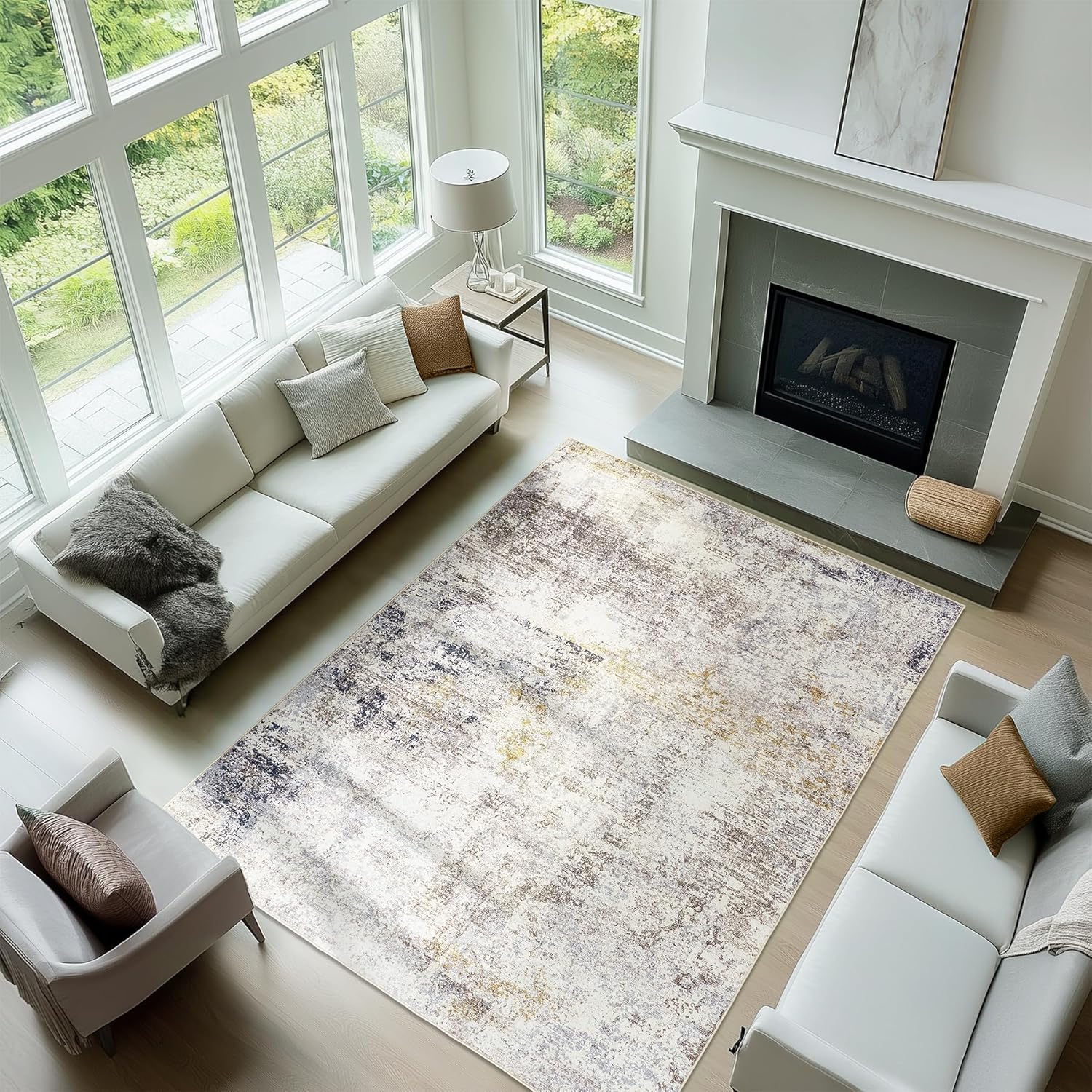 5x7 Abstract Area Rugs for Living Room and Bedroom Decor