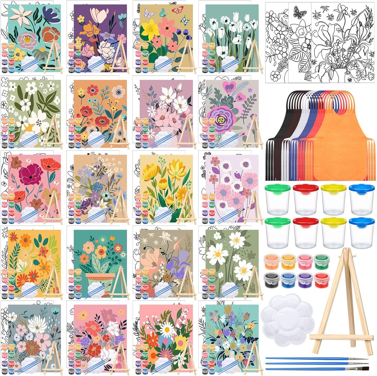140 Pcs Pre Drawn Canvas Kit for Painting Craft and Fun