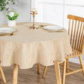 Round Table Cloth Faux Linen 120 in Beige - Wrinkle & Spill Resistant