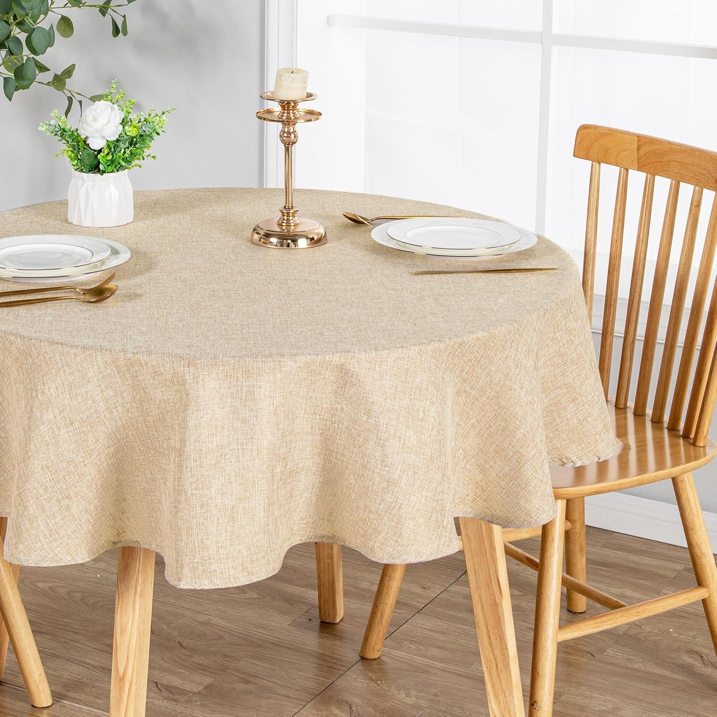 JIUZHEN Round Table Cloth for Kitchen and Dining Room Events