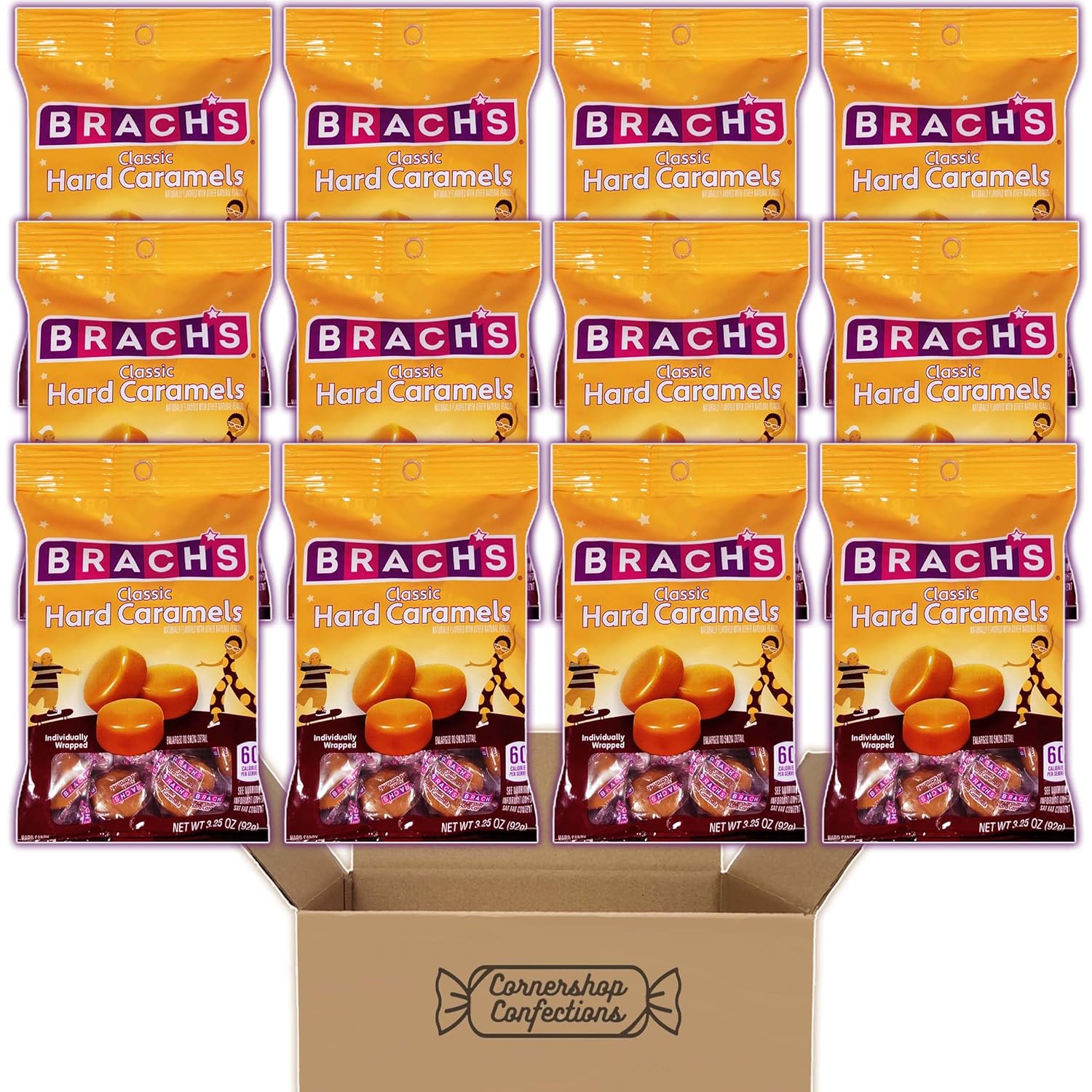 Brach's Caramels Original Flavor 12 Bag Bulk Pack for Sharing